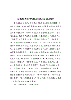 全面推动乡村振兴确保粮食安全调研报告.docx