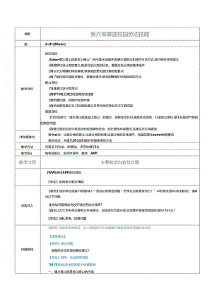 《大学生劳动教育》教案 第六章 掌握校园劳动技能.docx