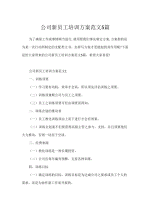 公司新员工培训方案范文5篇.docx