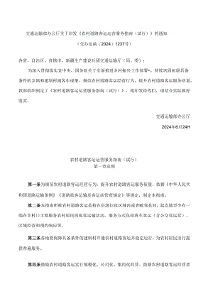 《农村道路客运运营服务指南(试行)》.docx