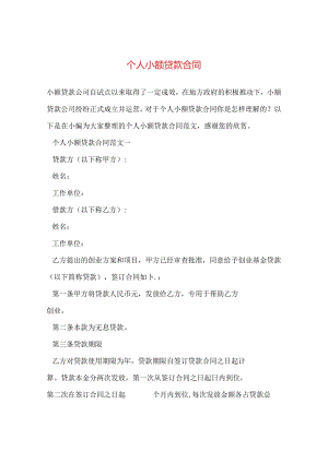 个人小额贷款合同.docx