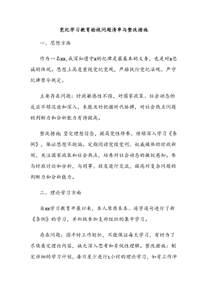 党纪学习教育检视问题清单与整改措施.docx