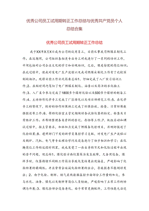 优秀公司员工试用期转正工作总结与优秀共产党员个人总结合集.docx