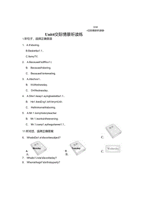Unit 4 My Favourite Subject交际情景听读练（内嵌音频含答案）2024人教版新教材七上.docx