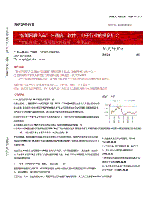 “智能网联汽车”在通信、软件、电子行业的投资机会--“智能网联汽车发展技术路线图”事件点评.docx