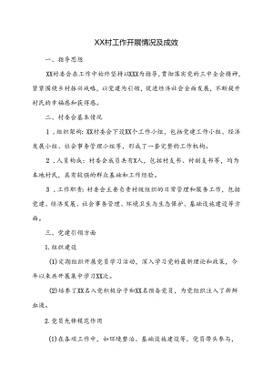 XX村工作开展情况及成效.docx