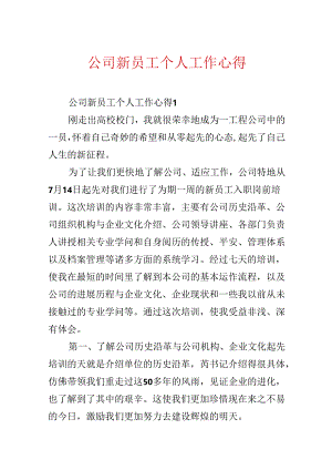 公司新员工个人工作心得.docx
