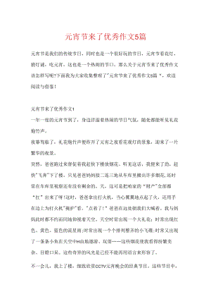 元宵节来了优秀作文5篇.docx