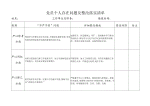 党员个人存在问题及整改落实清单.docx