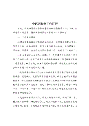 全区河长制工作汇报&在企业2024上半年党建高质量发展推进会上的汇报发言.docx