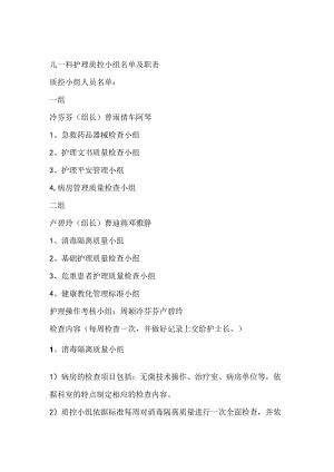 儿科护理质控小组.docx