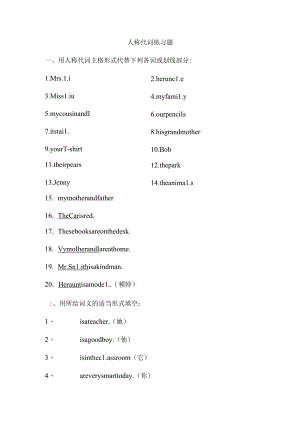 人称代词练习题.docx