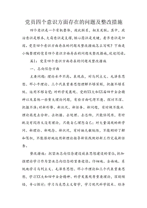 党员四个意识方面存在的问题及整改措施.docx