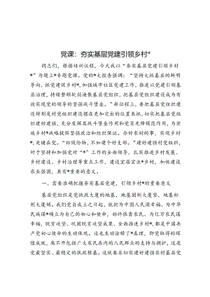 党课：夯实基层党建 引领乡村振兴.docx