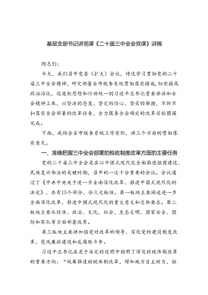 基层支部书记讲党课《二十届三中全会党课》讲稿8篇（最新版）.docx