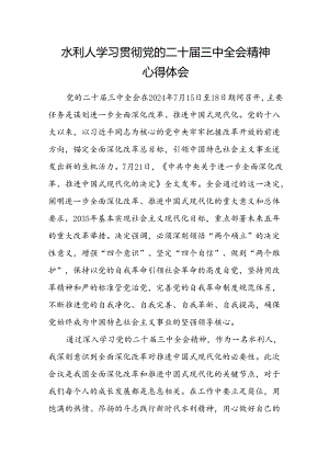 水利人学习贯彻党的二十届三中全会精神心得体会.docx