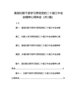 （11篇）基层妇联干部学习贯彻党的二十届三中全会精神心得体会汇编.docx
