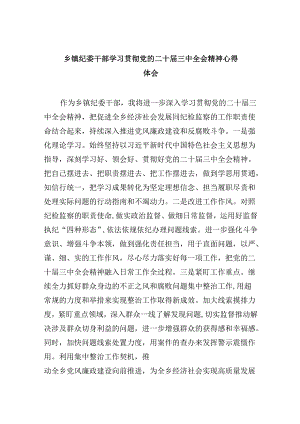 乡镇纪委干部学习贯彻党的二十届三中全会精神心得体会8篇（精选）.docx