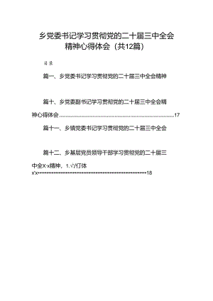 乡党委书记学习贯彻党的二十届三中全会精神心得体会12篇专题资料.docx