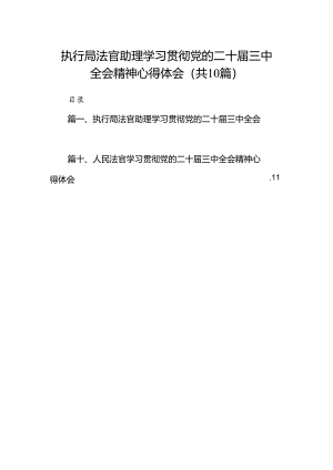（10篇）执行局法官助理学习贯彻党的二十届三中全会精神心得体会（精选）.docx