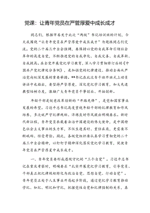 党支部书记给年轻青年干部讲二十届三中全会精神党课讲稿.docx