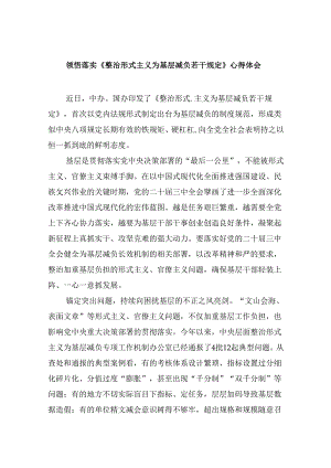 （12篇）领悟落实《整治形式主义为基层减负若干规定》心得体会（详细版）.docx