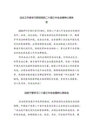法治工作者学习贯彻党的二十届三中全会精神心得体会5篇（精选版）.docx