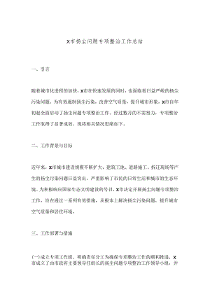 X市扬尘问题专项整治工作总结.docx