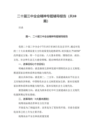 二十届三中全会精神专题辅导报告最新精选版【10篇】.docx