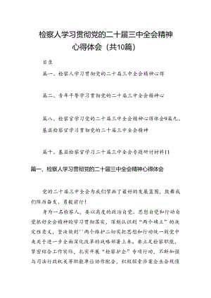 （10篇）检察人学习贯彻党的二十届三中全会精神心得体会（最新版）.docx