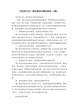 党支部三会一课自查自纠整改报告（3篇）.docx