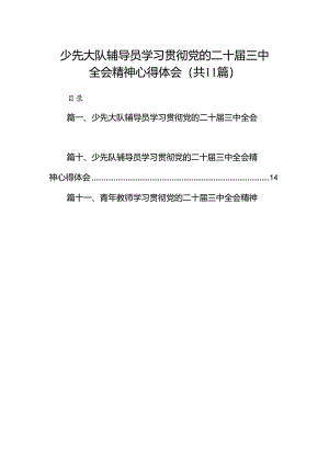 （11篇）少先大队辅导员学习贯彻党的二十届三中全会精神心得体会（详细版）.docx