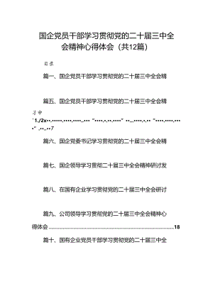 国企党员干部学习贯彻党的二十届三中全会精神心得体会12篇（最新版）.docx