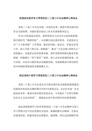 街道政法委员学习贯彻党的二十届三中全会精神心得体会8篇（精选）.docx