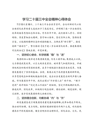 公司青年干部学习二十届三中全会精神心得体会.docx