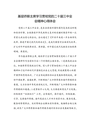 基层侨联主席学习贯彻党的二十届三中全会精神心得体会.docx