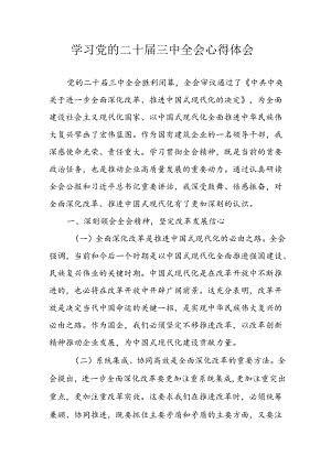 2024年学习学习党的二十届三中全会个人心得体会 （合计9份）.docx