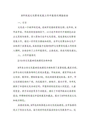 X市促进文化繁荣发展工作开展情况调查报告.docx