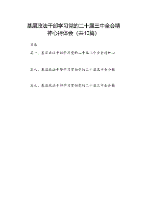 基层政法干部学习党的二十届三中全会精神心得体会10篇（精选）.docx