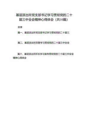 （10篇）基层派出所党支部书记学习贯彻党的二十届三中全会精神心得体会（精选）.docx