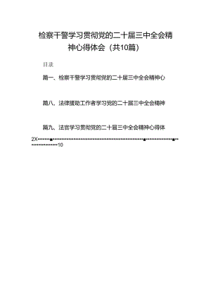 检察干警学习贯彻党的二十届三中全会精神心得体会10篇供参考.docx