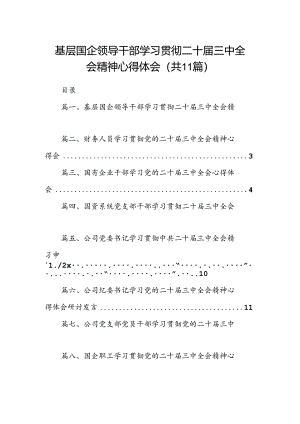 （11篇）基层国企领导干部学习贯彻二十届三中全会精神心得体会（详细版）.docx