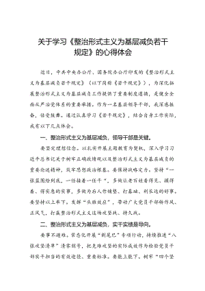 关于学习贯彻《整治形式主义为基层减负若干规定》心得体会研讨交流发言9篇.docx