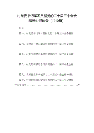 （10篇）村党委书记学习贯彻党的二十届三中全会精神心得体会范文.docx