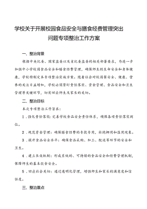 四篇实验中学开展校园食品安全和膳食经费管理突出问题专项整治实施方案.docx