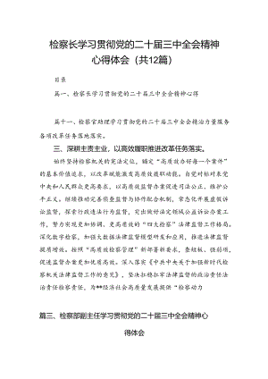 检察长学习贯彻党的二十届三中全会精神心得体会（共12篇）.docx