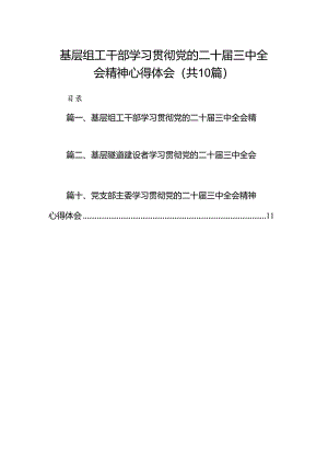 （10篇）基层组工干部学习贯彻党的二十届三中全会精神心得体会范文.docx