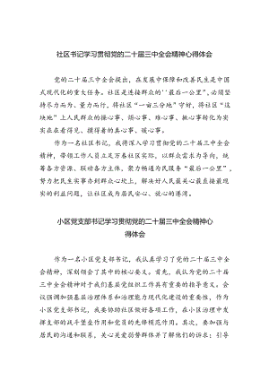 社区书记学习贯彻党的二十届三中全会精神心得体会（共8篇）.docx