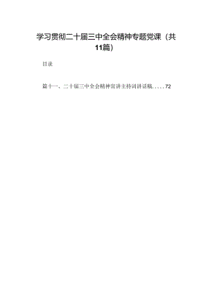 （11篇）学习贯彻二十届三中全会精神专题党课（详细版）.docx