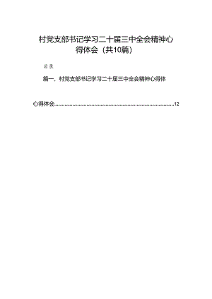 村党支部书记学习二十届三中全会精神心得体会10篇（精选）.docx